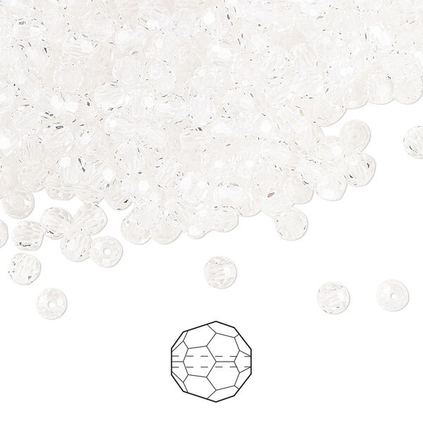 Bead 144pk crystal, Preciosa Czech crystal 3mm round image number 0