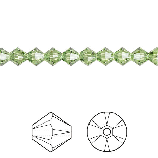 Bead 144pk peridot, Crystal Passions® Regenerated 5mm bicone 5328 image number 0