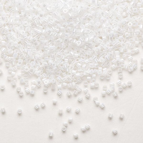 Seed bead, Delica®, glass, pkg/7.5g, #15 round, opaque luster white pearl (DBS-0201). image number 0
