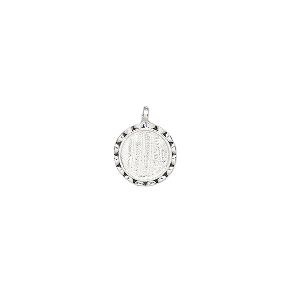 Drop, antique silver-plated brass, 9.5mm round with SS34 round setting. Sold individually. image number 0