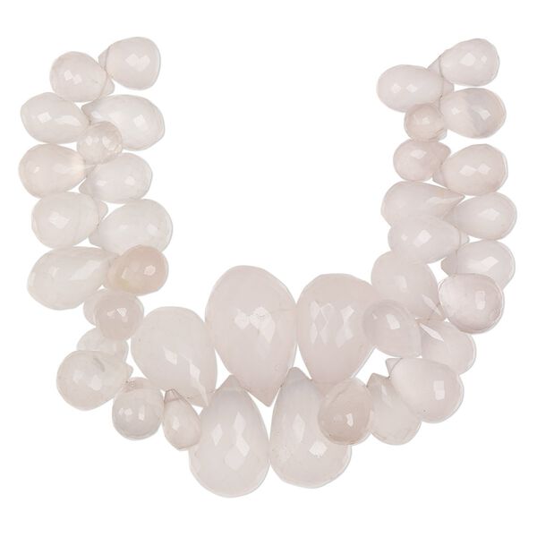 Rose quartz 1pkg1, hand-cut top-drilled faceted teardrop bead natural 7 inch graduated 10x7mm-29x18mm image number 0
