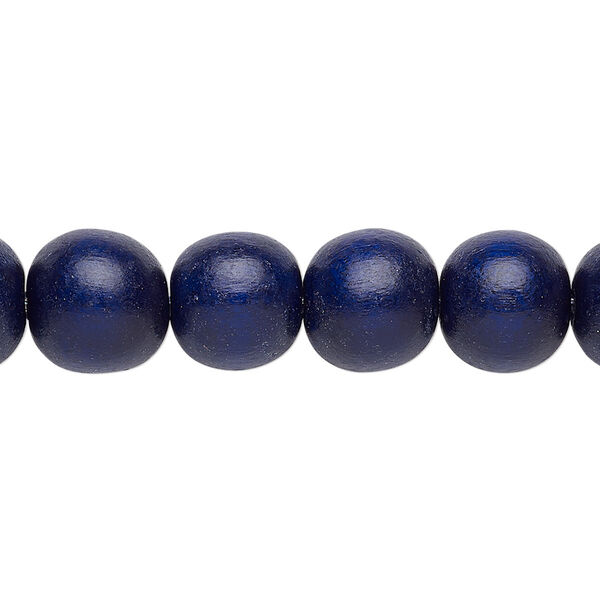 Bead, Taiwanese cheesewood (dyed / waxed), navy blue, 9-10mm round. Sold per pkg of (2) 15-1/2" to 16" strands. image number 0