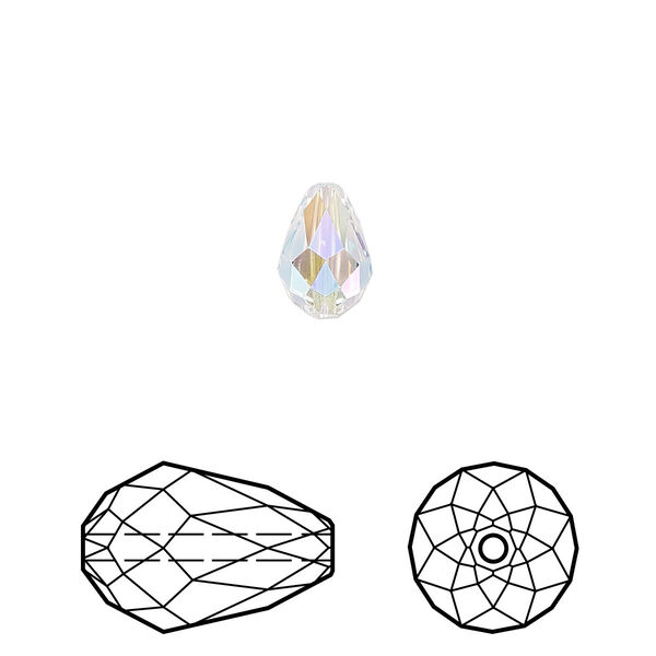 Bead 4pk crystal shimmer 2X, Crystal Passions® 9x6mm teardrop 5500 image number 0
