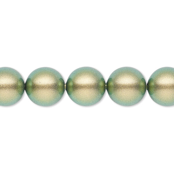 Pearl 25pk iridescent green, Crystal Passions® 10mm round 5810 image number 0