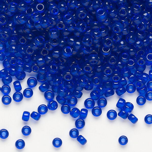 Seed bead, Miyuki, glass, pkg/250g, #8 rocaille, transparent cobalt (RR-151). image number 0