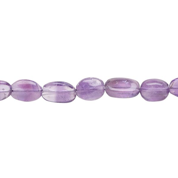 Amethyst 1pkg1, hand-cut flat oval bead natural 15.5-16 inch 7x5mm-12x8mm image number 0