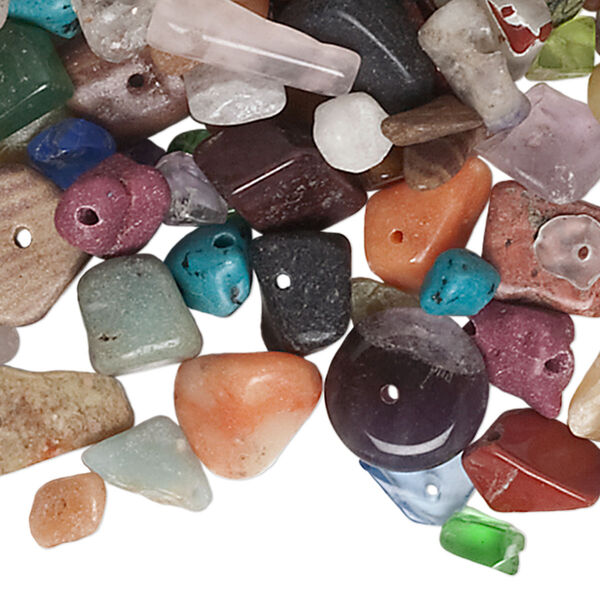 Multi-gemstone / glass / mother of pearl 1pkg1, chip bead 1/2 lb mix mini to extra-large chip / mini to small nugget image number 0