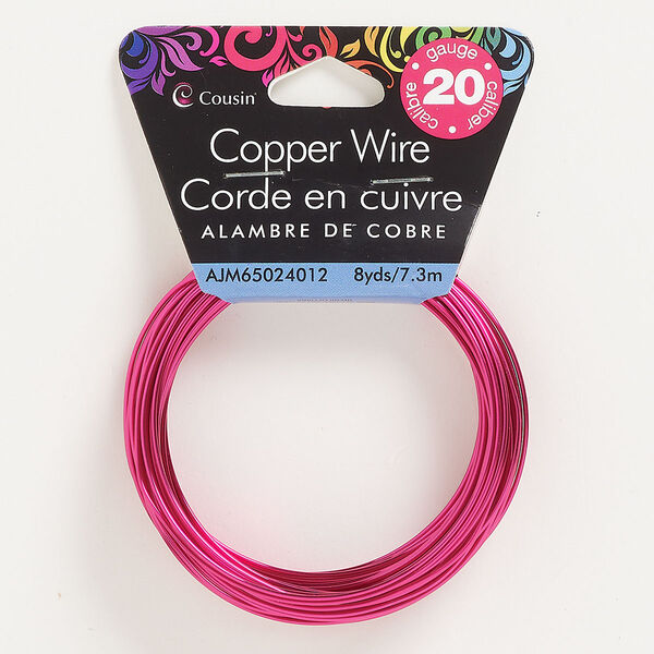 Wire, anodized copper, magenta, round, 20 gauge. Sold per pkg of 8 yards. image number 0