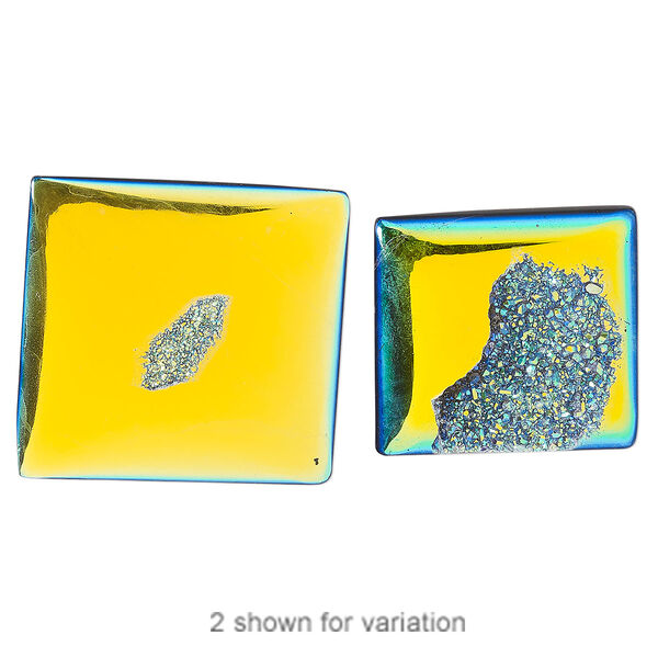 Druzy agate 1pkg1, hand-cut non-calibrated dichroic square cab 23x18mm-36x35mm image number 0