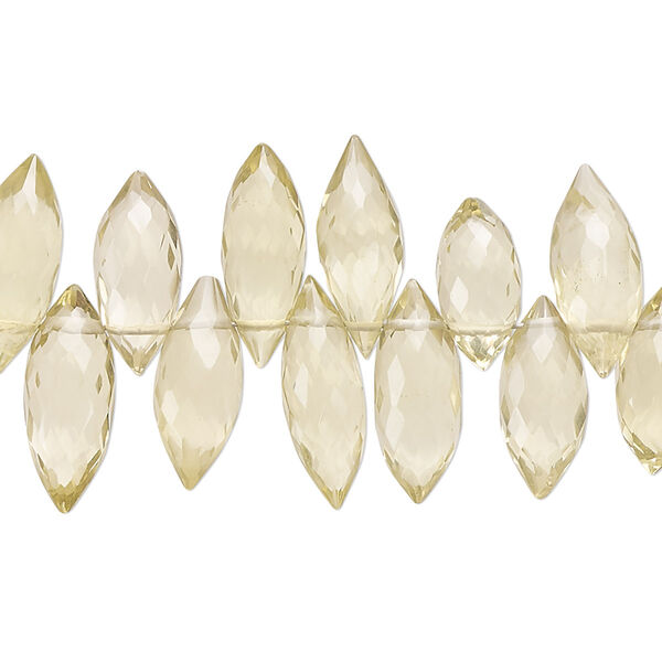 Lemon quartz 1pkg1, hand-cut top-drilled micro-faceted marquise bead 7 inch 13x5mm-16x7mm image number 0
