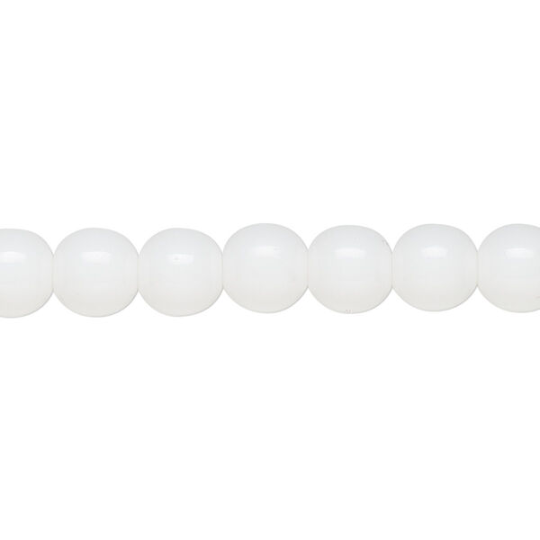 Bead, Czech glass druk, opaque white, 8mm round. Sold per 15-1/2" to 16" strand. image number 0
