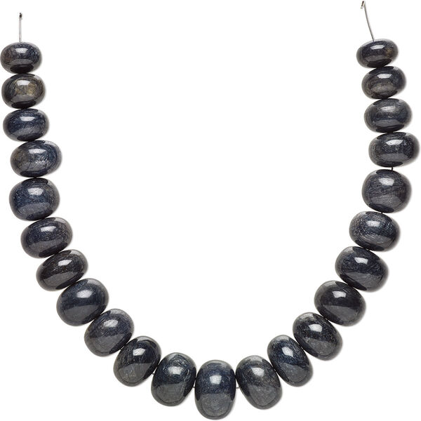 Blue-grey sapphire 1pkg1, hand-cut rondelle bead 13 inch graduated 15x12mm-23x18mm image number 0