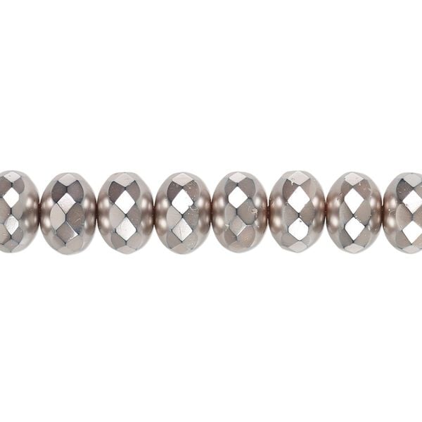 Bead, Czech fire-polished glass, opaque copper carmen, 9x5mm faceted rondelle. Sold per 15-1/2" to 16" strand. image number 0