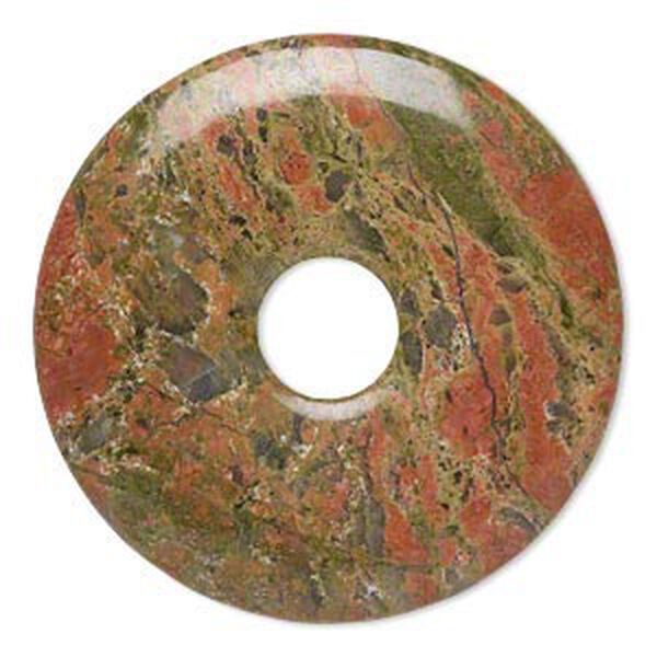 Unakite 1pkg1, hand-cut donut focal natural 40mm image number 0