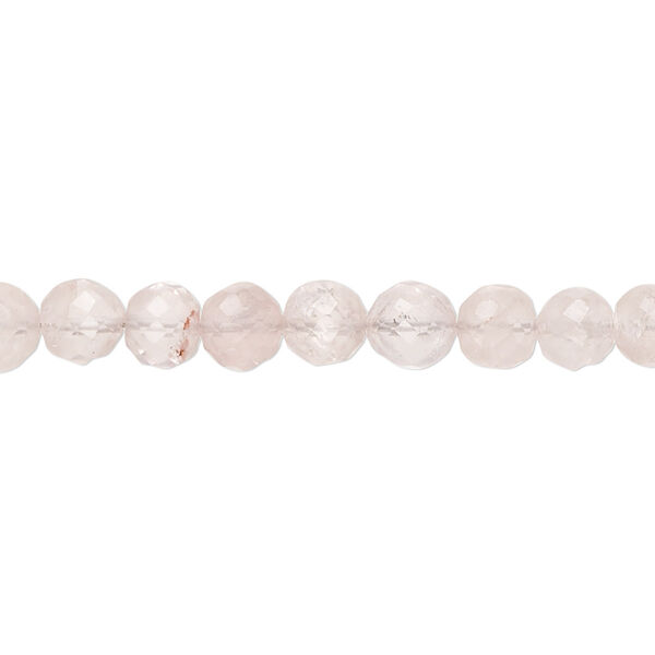 Rose quartz 1pkg1, hand-cut faceted round bead 9 inch 5-6mm image number 0