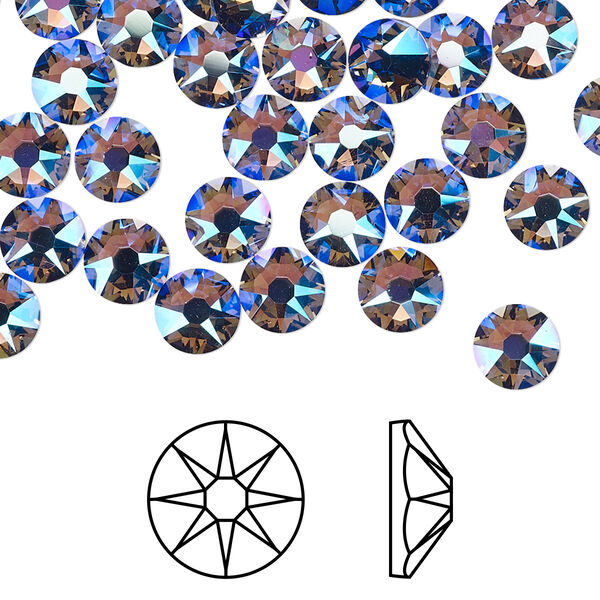 Flat back 288pk tanzanite shimmer foil back, Swarovski® 6.32-6.5mm rose round SS30 2088 image number 0