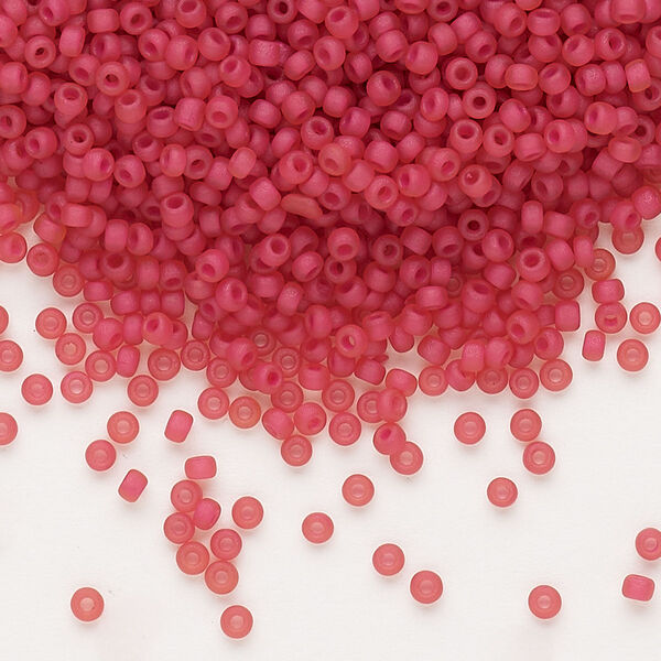 Seed bead, Dyna-Mites™, glass, pkg/40g, #11 round, translucent inside dyed color matte fuchsia, (226MA 11/0 RR). image number 0
