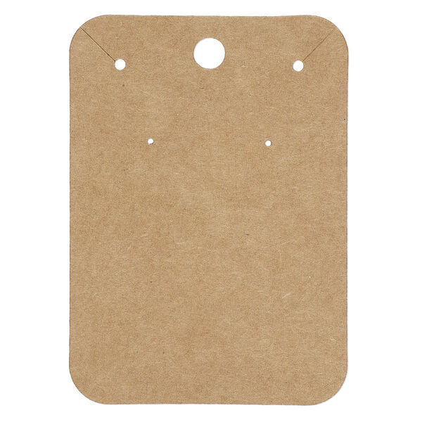 Earring / necklace card, kraft paper, 3 x 2-1/4 inches. Sold per pkg of 50. image number 0