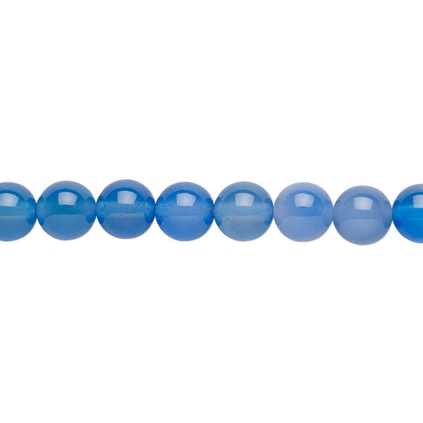 Blue agate 1pkg1, round bead 15.5-16 inch 6mm image number 0
