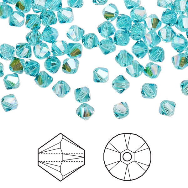 Bead 48pk light turquoise glacier blue, Crystal Passions® 4mm bicone 5328 image number 0