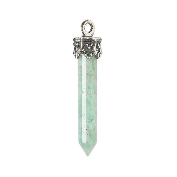 Drop, amazonite (natural) and antiqued sterling silver, 20x4mm-26x6mm hand-cut 3D faceted point. Sold individually. image number 0