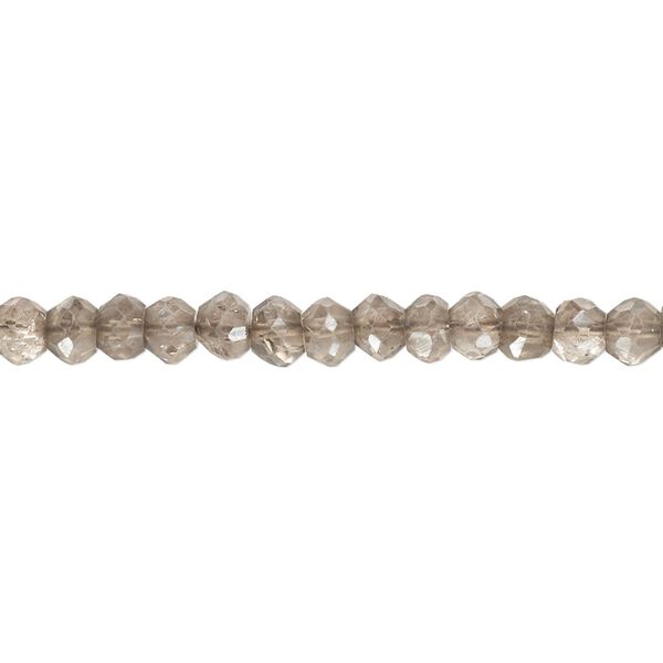 Smoky quartz 1pkg1, luster hand-cut faceted rondelle bead 14 inch 3x2mm-4x3mm image number 0