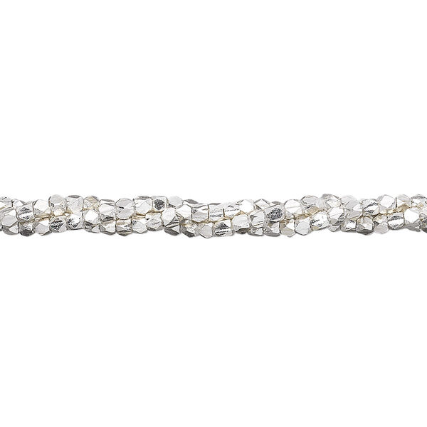 Bead, Hill Tribes, sterling silver, 2mm faceted nugget. Sold per 15-1/2 to 16-inch strand, approximately 240 beads. image number 0