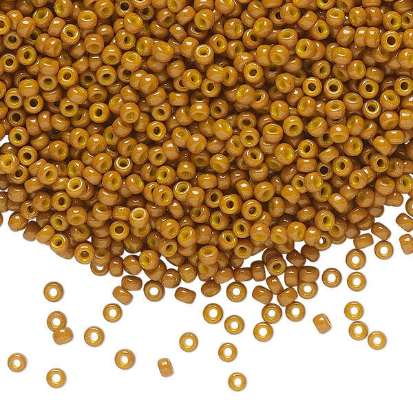 Seed bead, Miyuki, glass, pkg/250g, #11 rocaille, Duracoat® opaque outside dyed toast, (RR-4460). image number 0