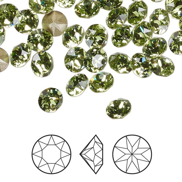 Chaton 288pk peridot foil back, Swarovski® ReCreated™ 6.14-6.32mm round SS29 1088 image number 0