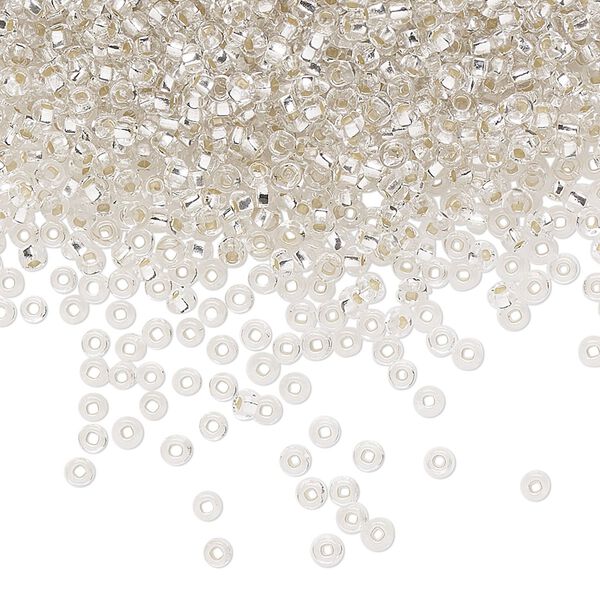 Seed bead, Preciosa Ornela Czech glass, pkg/50g, #11 rocaille, transparent silver-lined clear, (78102). image number 0