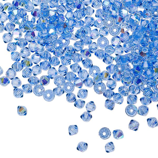 Bead 144pk sapphire AB, Preciosa Czech crystal 3mm bicone image number 0