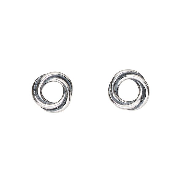 Bead, Dione®, antiqued sterling silver, 10x3mm 3-ring rondelle, Sold per pkg of 2. image number 0