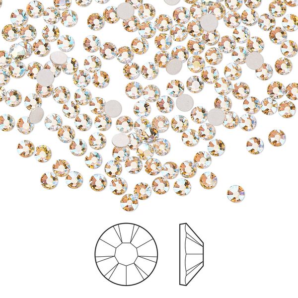 Flat back 1440pk gold quartz AB foil back, Preciosa MAXIMA Czech crystal rhinestone 2.5-2.7mm chaton rose round SS9 image number 0