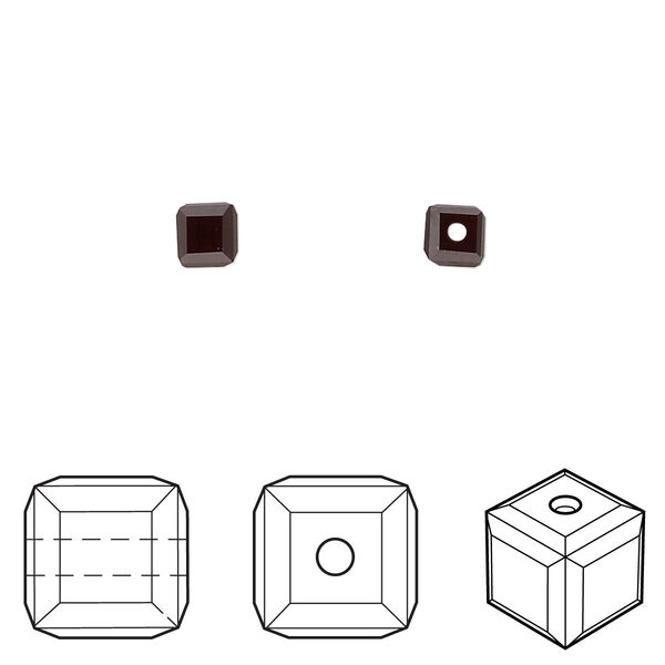 Bead 288pk garnet, Swarovski® 4mm cube 5601 image number 0