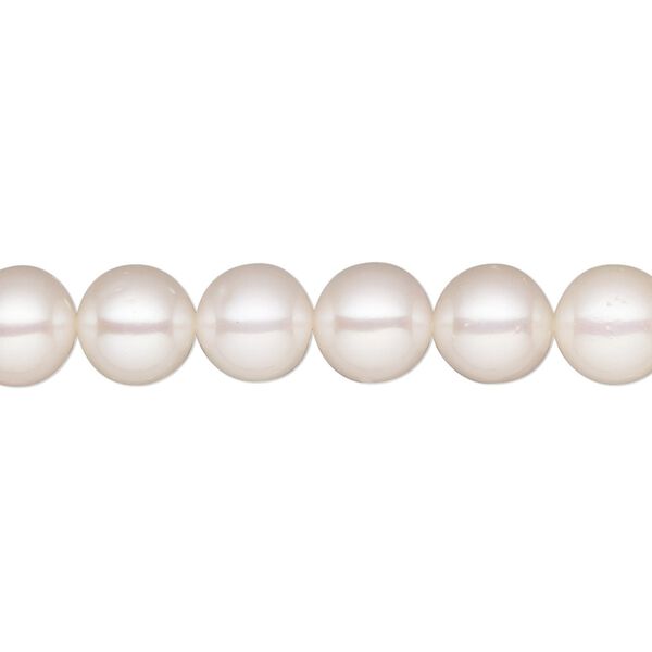 Pearl, White Lotus™, cultured freshwater (bleached), white, 8-8.5mm semi-round, B+ grade, Mohs hardness 2-1/2 to 4. Sold per 15-1/2" to 16" strand. image number 0