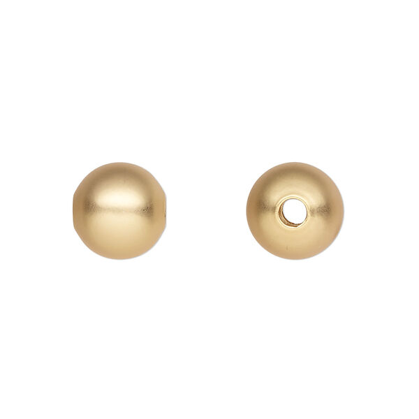Bead, gold-plated brass with satin finish, 10mm round. Sold per pkg of 10. image number 0