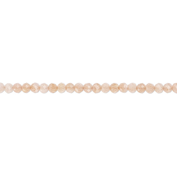 Peach flake moonstone 1pkg1, faceted round bead natural 12 inch 2mm image number 0