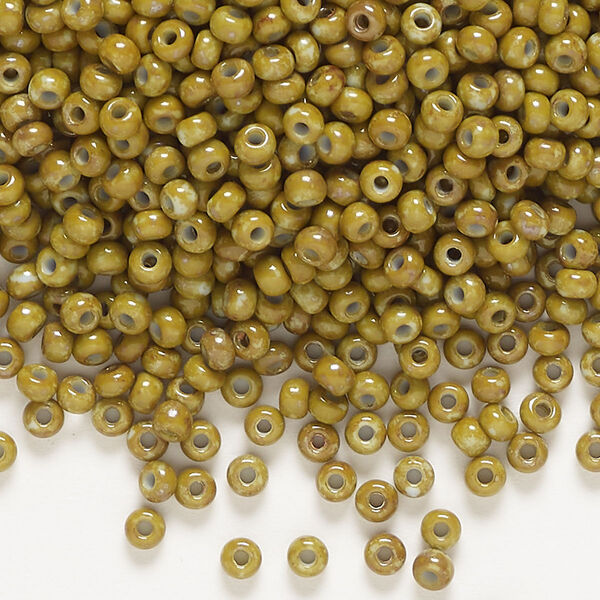 Seed bead, Preciosa Ornela, glass, opaque light blue travertine, #8 rocaille. Sold per 500-gram pkg. image number 0