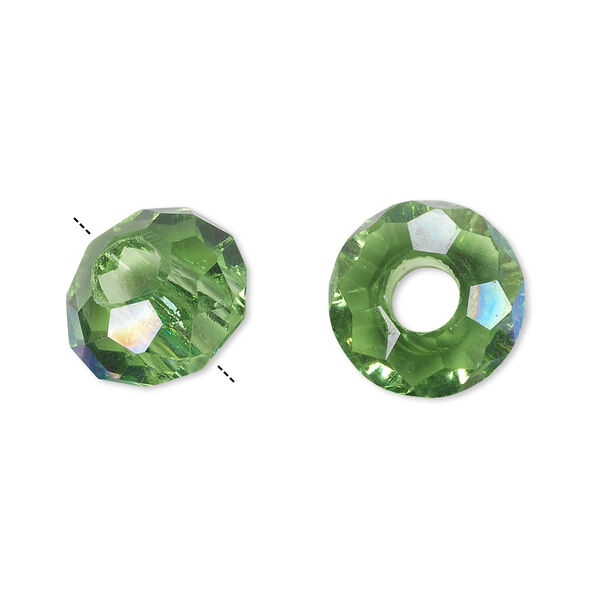 Bead 12pk 32 facets green AB, Celestial Crystal® Dione® 14x8mm rondelle image number 0
