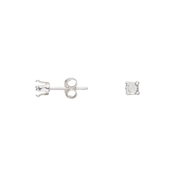 Earstud 1pkg2 sterling silver, 4mm round 4-prong setting / earnuts, 1 pair image number 0