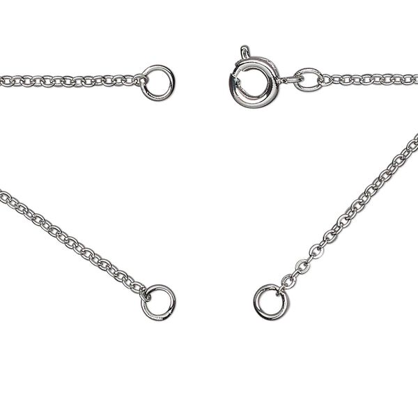 Necklace, silver-plated brass, 1.4mm cable, 18 inches in (2) 9" segments with (2) 3.5mm soldered jump rings and springing clasp. Sold Individually. image number 0