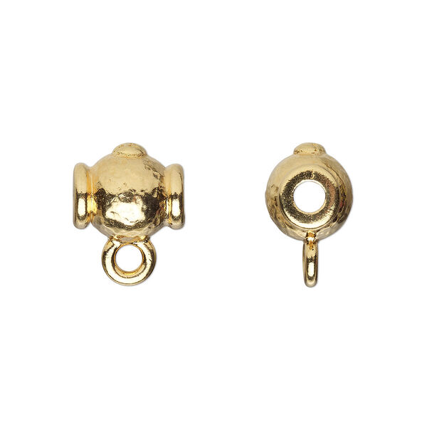 Bead, TierraCast®, "Soulful Spirit" collection, gold-plated pewter (tin-based alloy), 10x9mm guru with closed loop. Sold per pkg of 2. image number 0