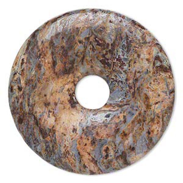 Brown crazy lace agate 1pkg1, hand-cut donut focal natural B grade, 40mm image number 0