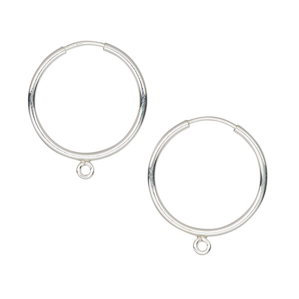 Earring hoop 1pkg2 sterling silver, 18mm / endless loop / closed loop, 21 gauge 1 pair image number 0