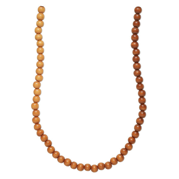 Bead, Taiwanese cheesewood (dyed / waxed), orange ombre, 8mm round. Sold per pkg of (2) 15-1/2" to 16" strands. image number 0