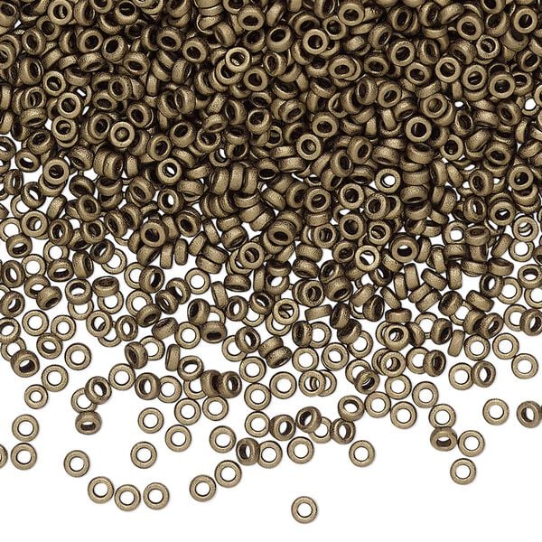 Seed bead, Miyuki, glass, pkg/250g, 2.2x1mm spacer rondelle, opaque matte brown, (SPR2.2-2006). image number 0
