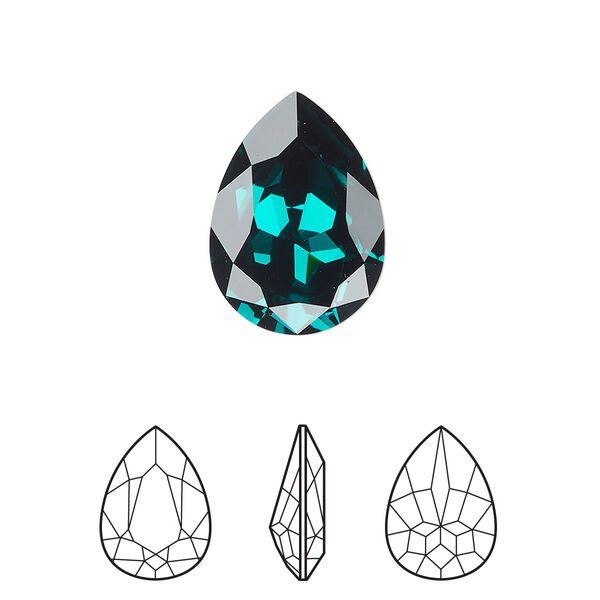 Fancy stone 1pk emerald foil back, Crystal Passions® 18x13mm pear 4320 image number 0