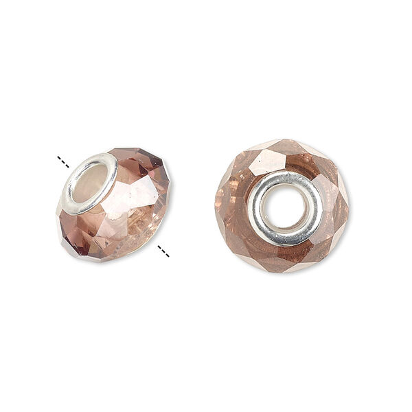 Bead 10pk 32 facets medium purple silver plate, Celestial Crystal® Dione® 14x9mm rondelle image number 0