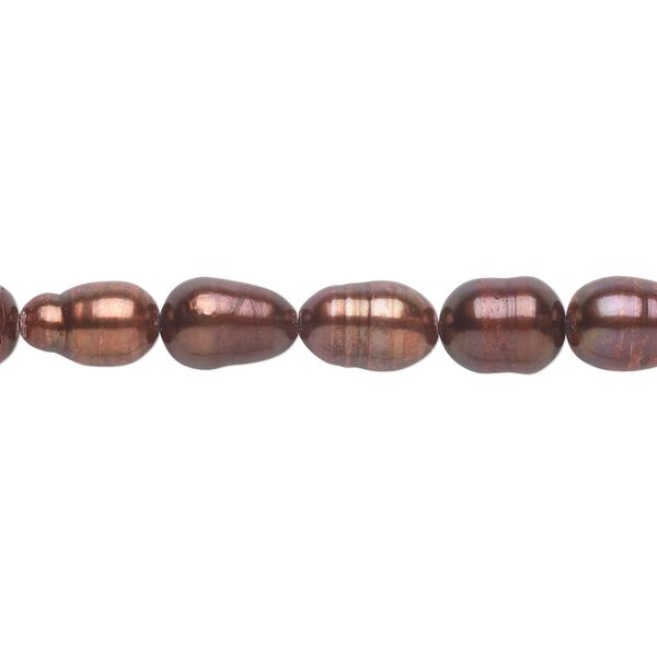 Pearl, cultured freshwater (dyed), copper rose, 5-7mm rice, D+ grade, Mohs hardness 2-1/2 to 4. Sold per 14-inch strand. image number 0