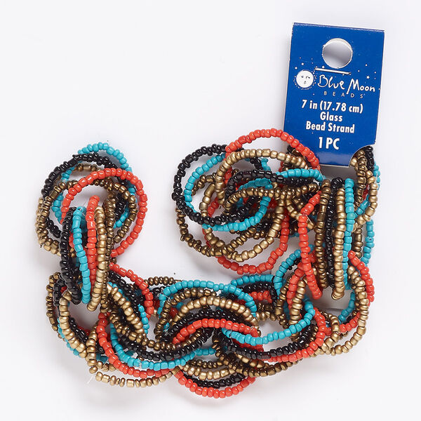 Seed bead mix, glass, pkg/(55)1inch, #11 round, mixed colors. image number 0